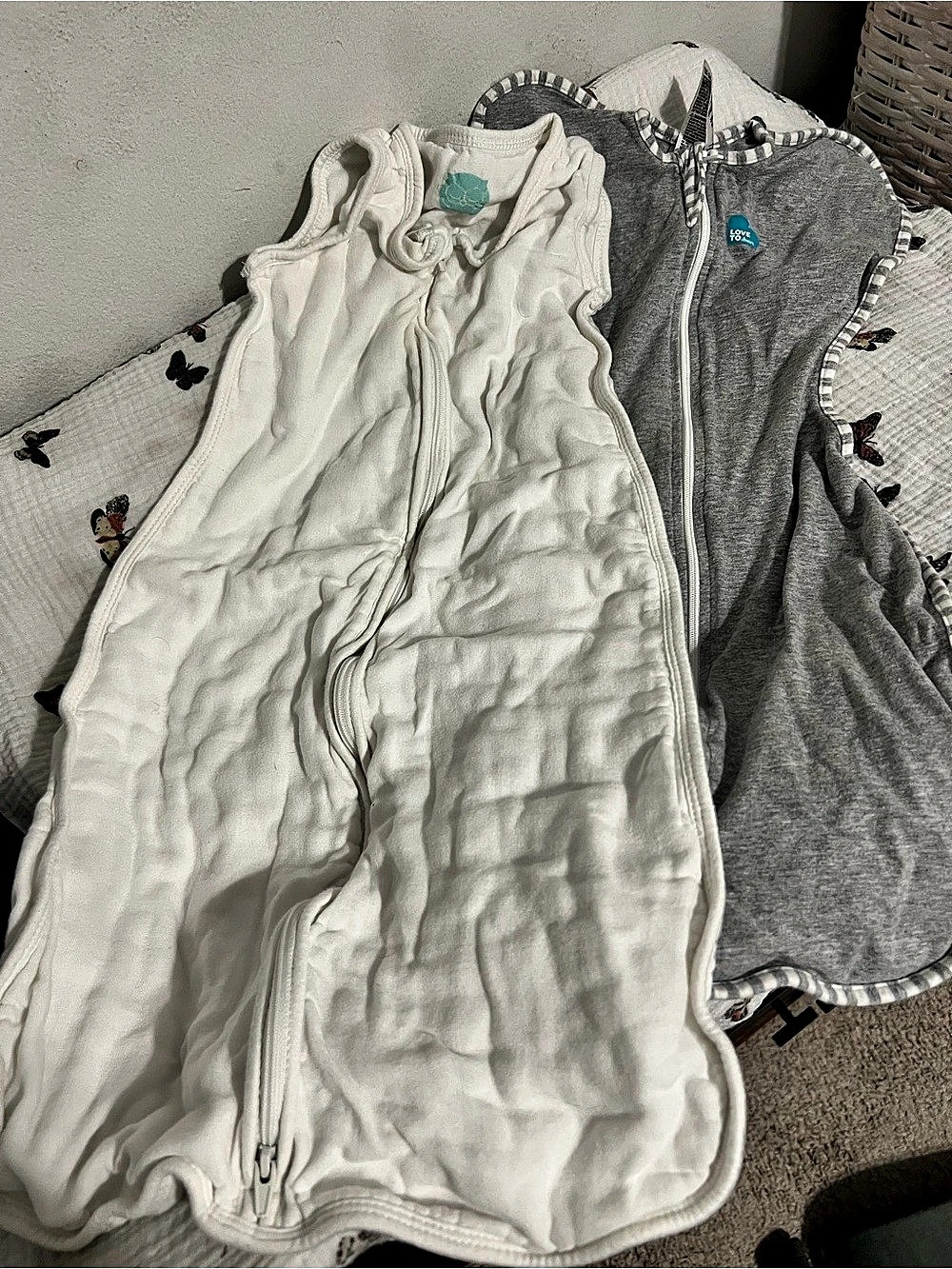 Owlet Swaddle Up Original Gray & White Baby 3-6 Months Like New